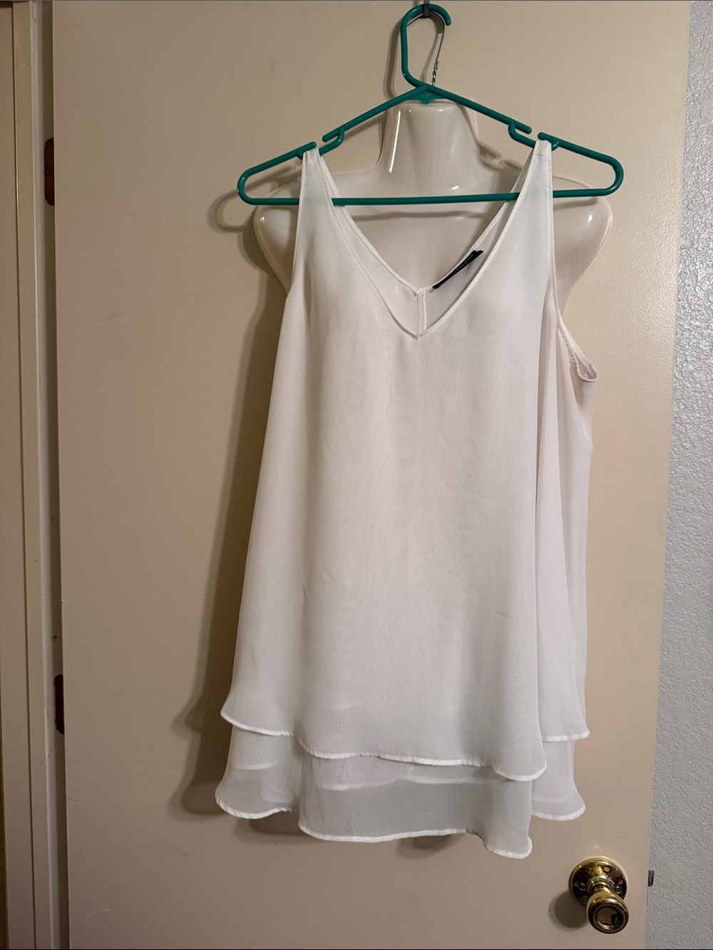 Lane Bryant White V-Neck Sleeveless Layered Blouse